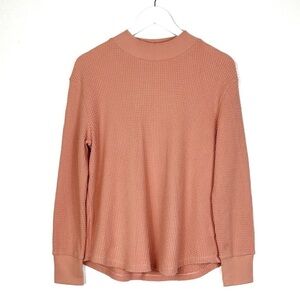 Madewell Cotton Blend Pink  Waffle Knit Pullover Sweatshirt Tee S